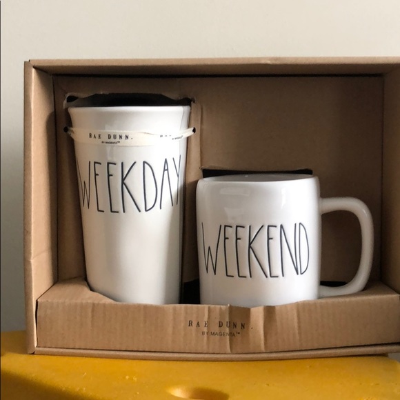 Rae Dunn WEEKDAY & WEEKEND mugs